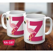 Biz Dijital Z Harf Baskılı Filamingo Hediyelik Kahve Kupa Bardak