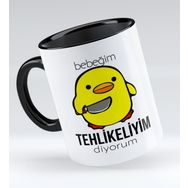 BK 1 Gift Bebeğim Tehlikeliyim Diyorum Tasarımlı Siyah Kupa Bardak