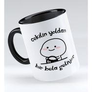BK 1 Gift Bir Bela Geliyor Tasarımlı Siyah Kupa Bardak