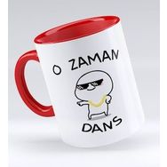BK 1 Gift O Zaman Dans Tasarımlı Kırmızı Beyaz Kupa Bardak