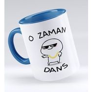 BK 1 Gift O Zaman Dans Tasarımlı Mavi Beyaz Kupa Bardak