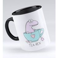 BK 1 Gift Tea Rex Tasarımlı Siyah Kupa Bardak