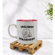 BK 1 Gift Yıkılmadım Dinleniyorum Tasarımlı İçi Kırmızı Beyaz Renkli Kupa Bardak