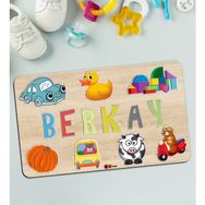 BK 10 Toys Çocuklara Özel Isimli Büyük Boy Ahşap Eğitici Yapboz 50X30 cm Puzzle