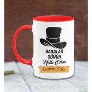 BK 24-272K Kişiye Özel Babalar Günü Temalı Kırmızı Beyaz Kupa Bardak