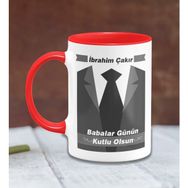 BK 25-273K Kişiye Özel Babalar Günü Temalı Beyaz Kırmızı Kupa Bardak