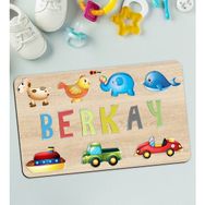 BK 6 Toys Çocuklara Özel Isimli Büyük Boy Ahşap Eğitici Yapboz 50X30 cm Puzzle