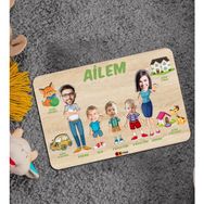 BK 7 Toys Çocuklara Özel Ailem Konseptli 5 Kişilik Ahşap Eğitici Puzzle