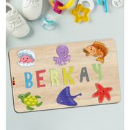 BK 7 Toys Çocuklara Özel İsimli Büyük Boy Ahşap Eğitici Yapboz 50x30 cm Puzzle