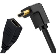 BK 90 Derece L Tipi Açılı 50 cm HDMI Erkek-Dişi Uzatma Kablosu