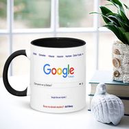 BK Babaya Özel Google Siyah Kupa Beyaz Bardak