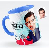 BK Bay Muhasebeci Karikatürlü Mavi Kupa Bardak