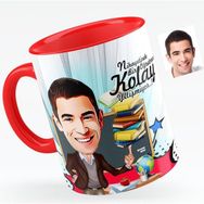 BK Bay Öğretmen Karikatürlü Kırmızı Kupa Bardak