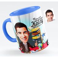BK Bay Öğretmen Karikatürlü Mavi Kupa Bardak