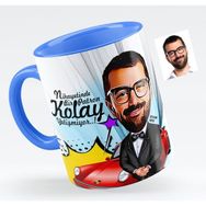 BK Bay Patron Karikatürlü Mavi Kupa Bardak