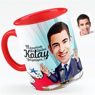 BK Bay Sunucu Karikatürlü Kırmızı Kupa Bardak