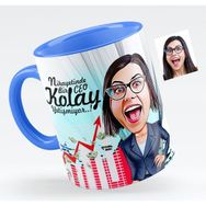 BK Bayan Ceo Karikatürlü Mavi Kupa Bardak