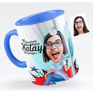BK Bayan Diş Hekimi Karikatürlü Mavi Kupa Bardak