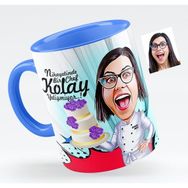 BK Bayan Master Chef Karikatürlü Mavi Kupa Bardak