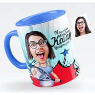 BK Bayan Tenis Oyuncusu Karikatürlü Mavi Kupa Bardak