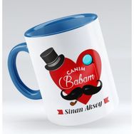 BK Canım Babam Tasarımlı Mavi Kupa Bardak