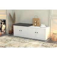 BK Concept AYK-1009-C Dolaplı Puflu Beyaz 130 cm Ayakkabılık