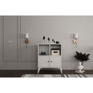 BK Concept Çıtasız AYK-1075-Ç Ayaklı İki Kapaklı Raflı Beyaz Ayakkabılık