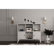 BK Concept Çıtasız AYK-1079-Ç Ayaklı İki Kapaklı Raflı Beyaz Ayakkabılık