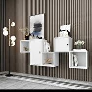 BK Concept DRS-1001-Ç Beyaz 170 cm 2 Kapaklı Raflı Duvara Monte Ayaksız Dresuar