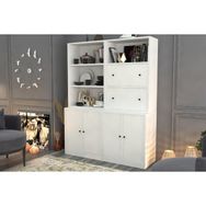 BK Concept VTR-1067-Ç 130 cm Beyaz Raflı Düşer Kapaklı Dolaplı Vitrin