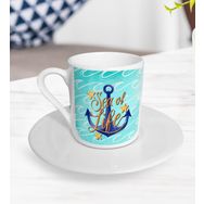 BK Gift Beyaz Sea of Life Tasarımlı Türk Kahvesi Fincanı