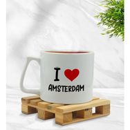 BK Gift I Love Amsterdam Tasarımlı Middle Beyaz Kupa Bardak