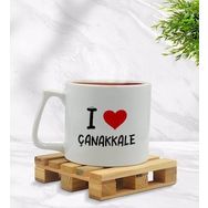 BK Gift I Love Çanakkale Tasarımlı Middle Beyaz Kupa Bardak