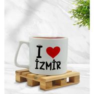BK Gift I Love İzmir Tasarımlı Middle Beyaz Kupa Bardak