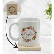 BK Gift Kişiye Özel - 19 Çiçek Tasarımlı Beyaz Kupa Bardak