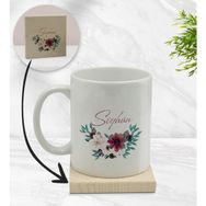BK Gift Kişiye Özel - 25 Çiçek Tasarımlı Beyaz Kupa Bardak