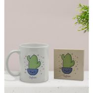 BK Gift Kişiye Özel - 4 Kaktüs Tasarımlı Beyaz Kupa Bardak