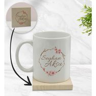 BK Gift Kişiye Özel - 5 Çiçek Tasarımlı Beyaz Kupa Bardak