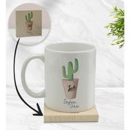 BK Gift Kişiye Özel - 5 Kaktüs Tasarımlı Beyaz Kupa Bardak