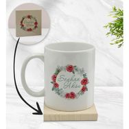 BK Gift Kişiye Özel - 8 Çiçek Tasarımlı Beyaz Kupa Bardak