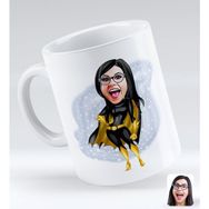 BK Gift Kişiye Özel Kadın Süper Kahraman 3 Karikatürlü Beyaz Kupa Bardak