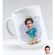 BK Gift Kişiye Özel Tatilci Adam 1 Karikatürlü Beyaz Kupa Bardak