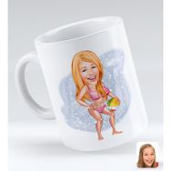 BK Gift Kişiye Özel Tatilci Kadın 1 Karikatürlü Beyaz Kupa Bardak