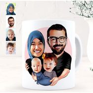 BK Kişiye Özel Aile Karikatürlü Beyaz Kupa Bardak