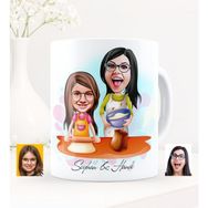 BK Kişiye Özel Anne Kız 2 Karikatürlü Beyaz Kupa Bardak