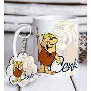 BK Kişiye Özel Barney Rubble Beyaz Kupa ve Anahtarlık Hediye Seti