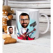 BK Kişiye Özel Bay Gitarist Karikatürlü Beyaz Kupa Bardak