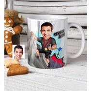 BK Kişiye Özel Bay Halter Sporcusu Karikatürlü Beyaz Kupa Bardak