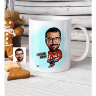 BK Kişiye Özel Bay Hokeyci Karikatür Beyaz Kupa Bardak
