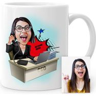BK Kişiye Özel Bayan Ceo Karikatür Beyaz Kupa Bardak